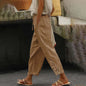 High Waist Casual Lace Spliced Pants Drawstring Pockets