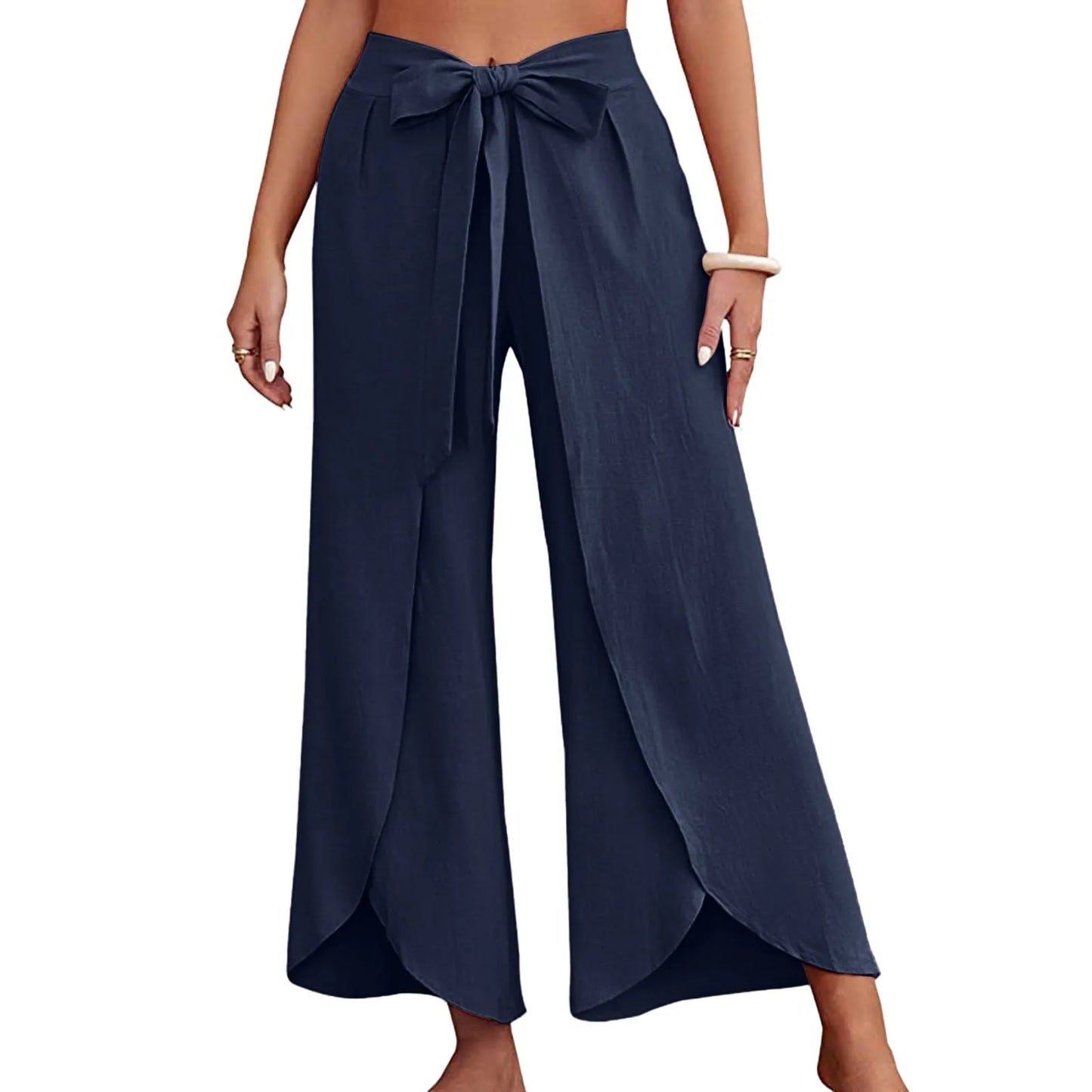 Womens Linen Wide Leg Flowy Bootcut Pants