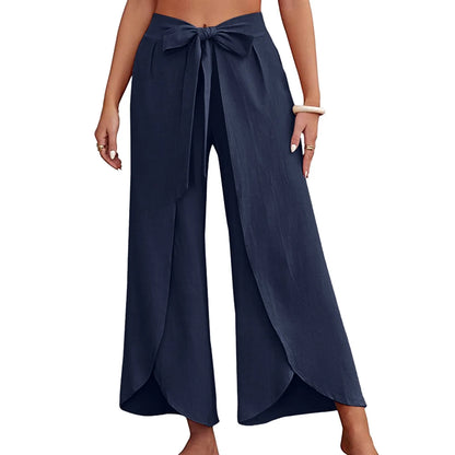 Womens Linen Wide Leg Flowy Bootcut Pants