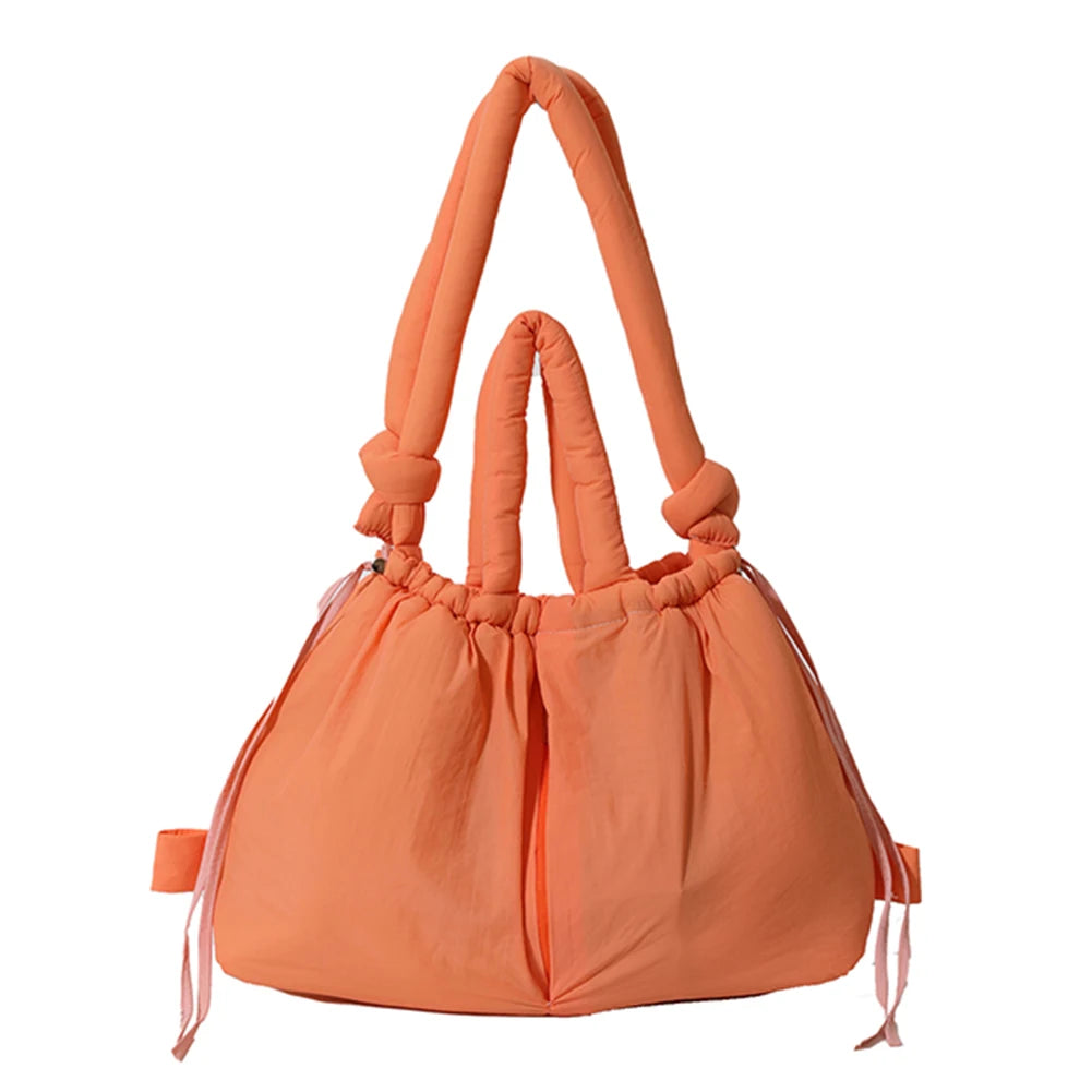Nylon Solid Backpack Large Capacity Puffy Purse