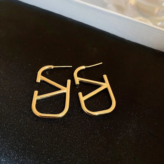 Needle-Shaped Smooth Geometric Earrings, Casual, Simple,
