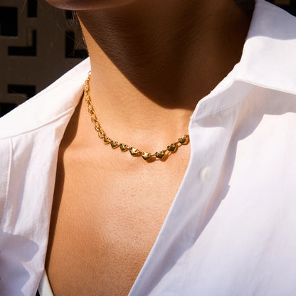 Simple Classic 18K Gold Color Plated Stainless Steel Heart-