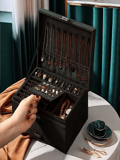 Luxury Dark Green Multi-Layer Jewelry Box