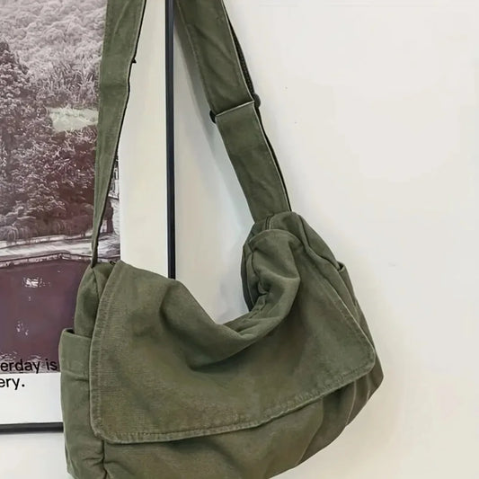 Messenger Bag, Vintage Canvas Teenager Shoulder Tote