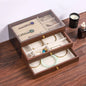 New walnut pattern three-layer drawer jewelry storage box