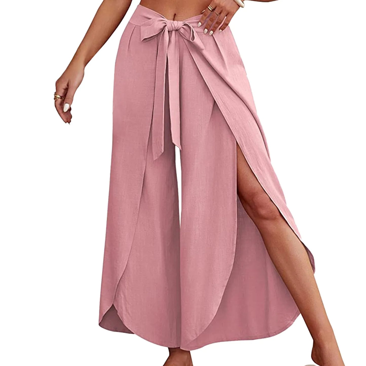 Womens Linen Wide Leg Flowy Bootcut Pants