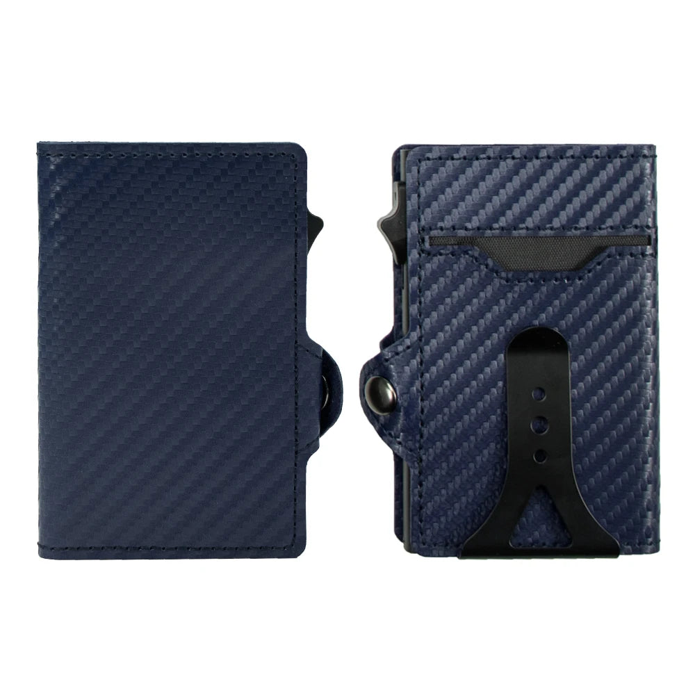 CASEKEY Top Quality Leather Cash Clip Wallet RFID NFC Protection Pop Up Metal Card Holder Case