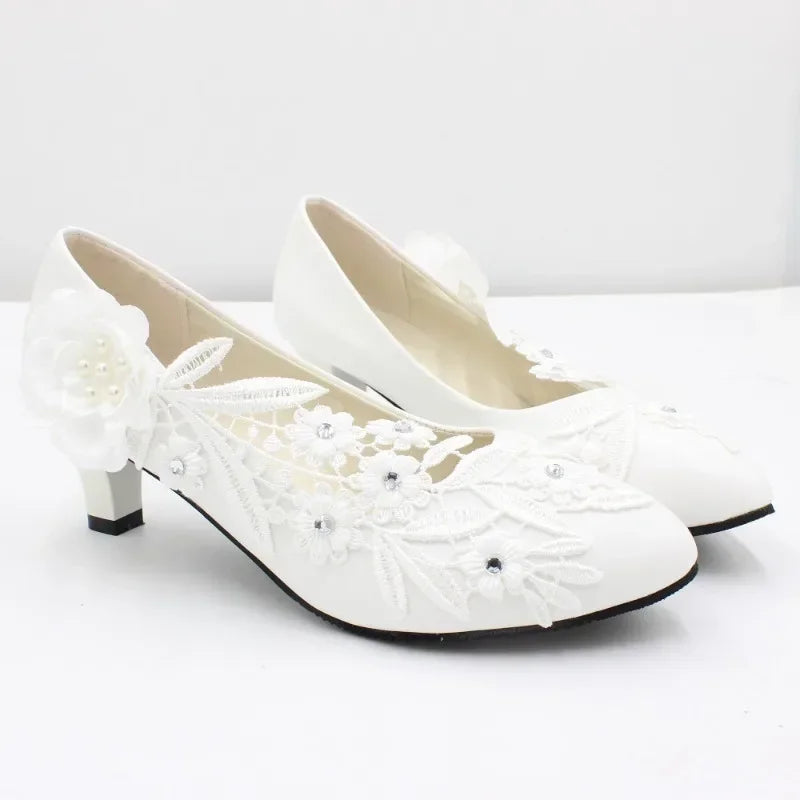 White Flower Pumps New Arrival Women's Shoes