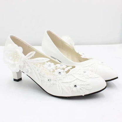 White Flower Pumps New Arrival Women's Shoes