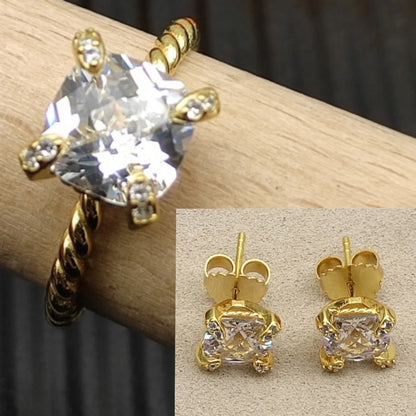 2025 New High-Quality Silver and Gold Color Set with 8mm Colorful Main Stone