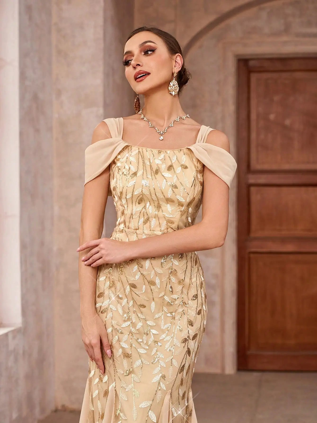 Elegant Off-Shoulder Sequin Mermaid Evening Dress