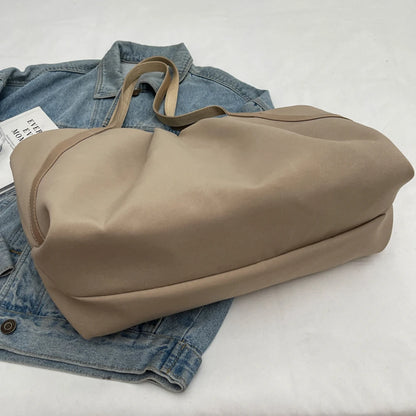 Women Work Tote Handbag Large Capacity Canvas Handheld Bag Contrast Color.