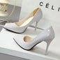 Nude Pumps Patent Leather Sexy Pointed Toe Thin Heel