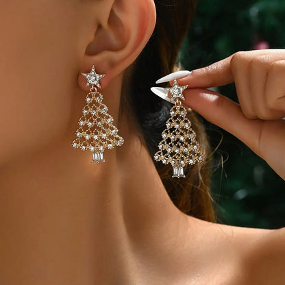 Bow Crystal Drop Earrings Sparkling Cubic Zirconia Long Tassel Earrings