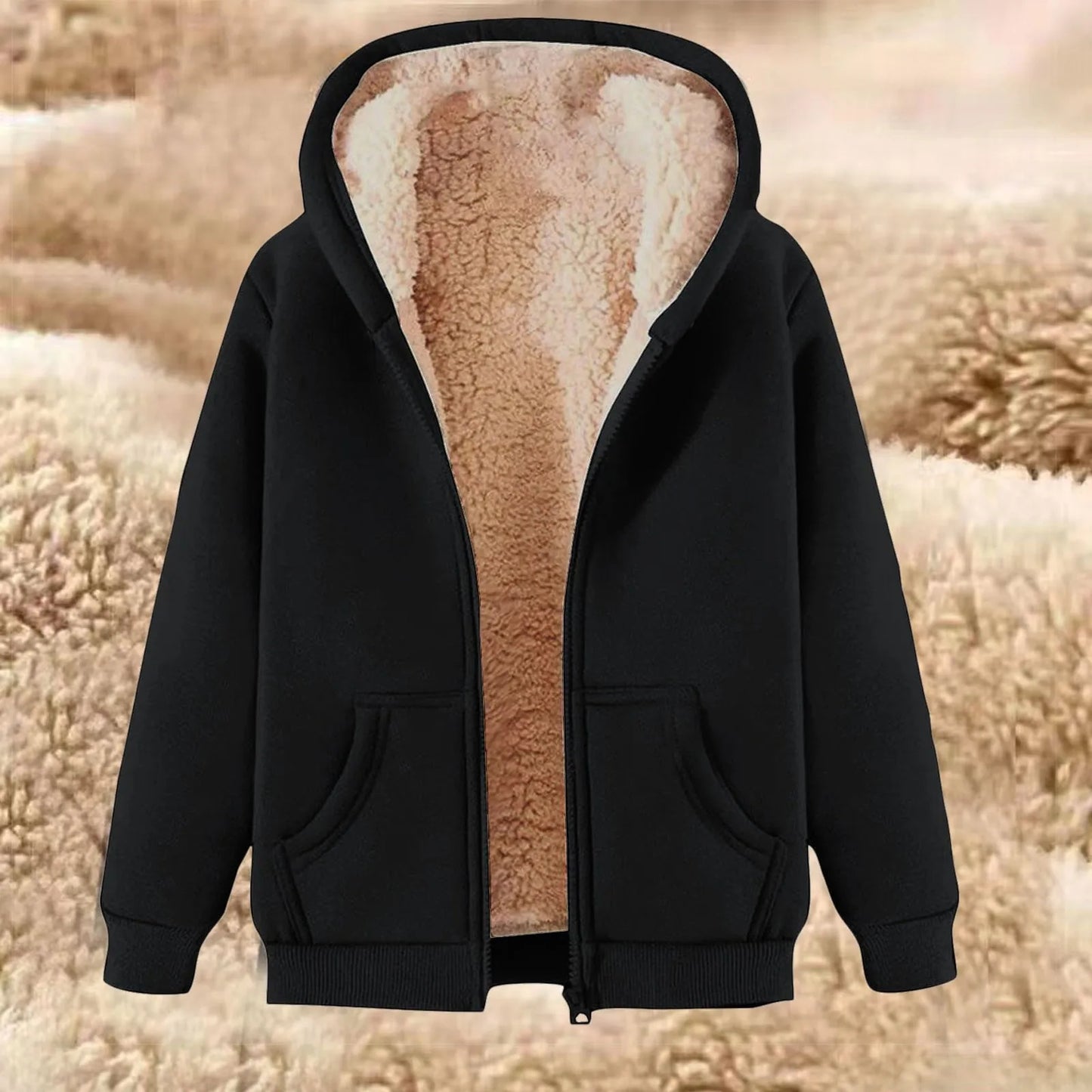 Plush Suit Women's Thickened Casual Zipper Cardigan Sweatshirt Loose Hooded Suit