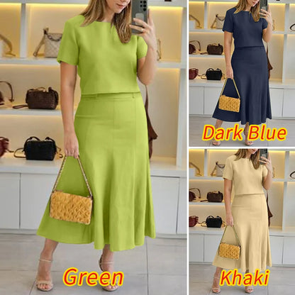 ZANZEA Fashion 2PCS Women Summer Dress Set Short Sleeve Blouse Sundress Casual Solid Outfits