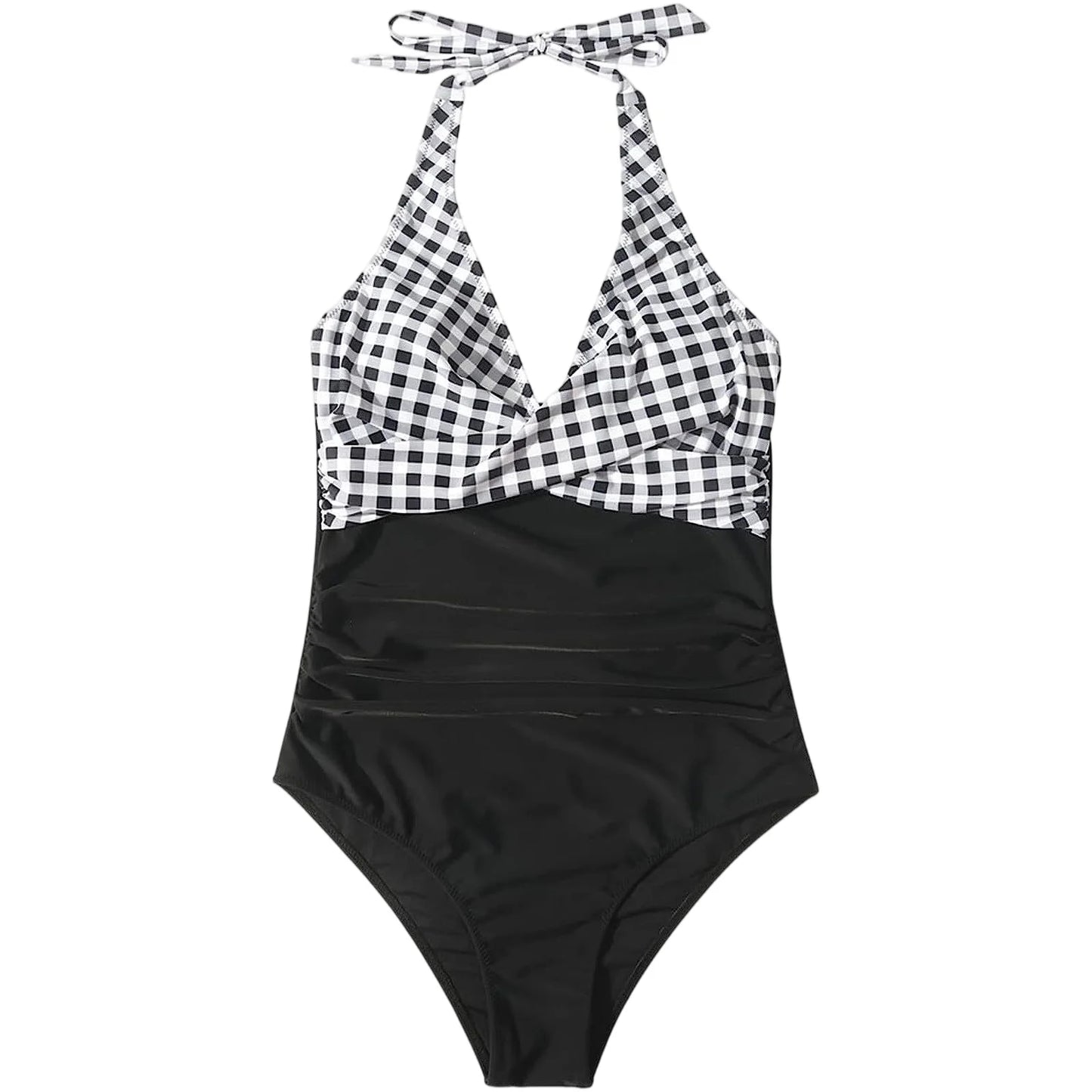 Tummy Control Swimsuit Cross Front Striped One Piece