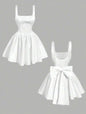 White Corset Mini Dress with Bow Detail,