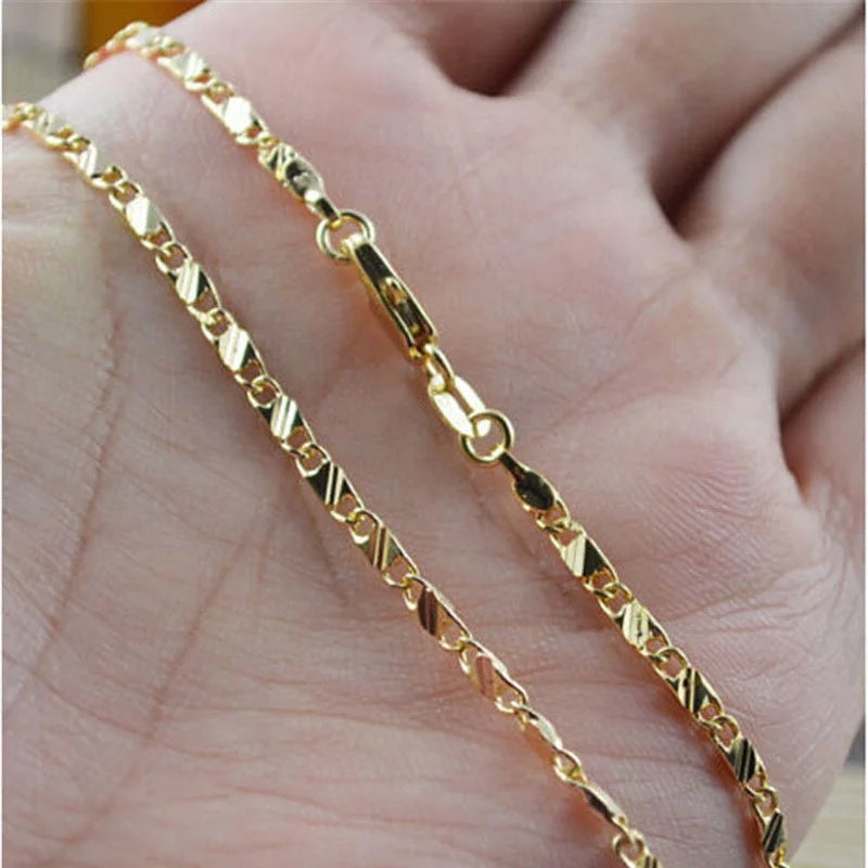 Exquisite Fashion 18K Gold Filled Necklace For Women Men Size 16-30 Inch