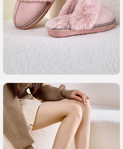 Winter Fur Cotton Slippers For Women Soft Comfort