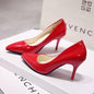 Nude Pumps Patent Leather Sexy Pointed Toe Thin Heel