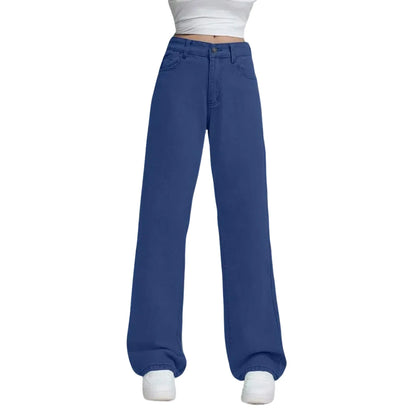 Ladies' High Waisted Straight Leg Pants Loose Casual