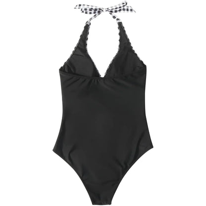 Tummy Control Swimsuit Cross Front Striped One Piece