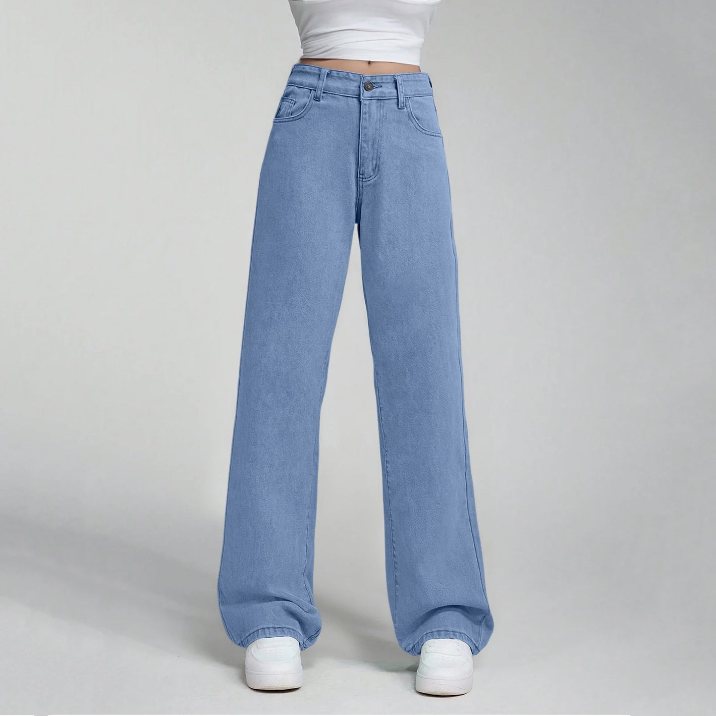 Ladies' High Waisted Straight Leg Pants Loose Casual