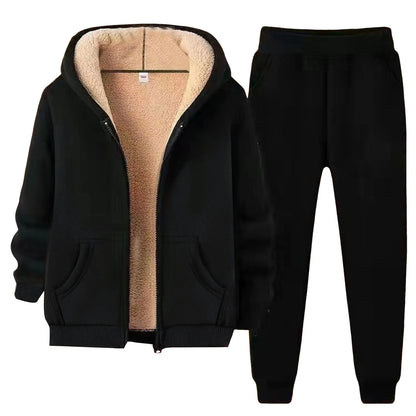 Plush Suit Women's Thickened Casual Zipper Cardigan Sweatshirt Loose Hooded Suit