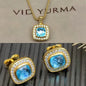 2025 New High-Quality Square Diamond Necklace and Earrings Set