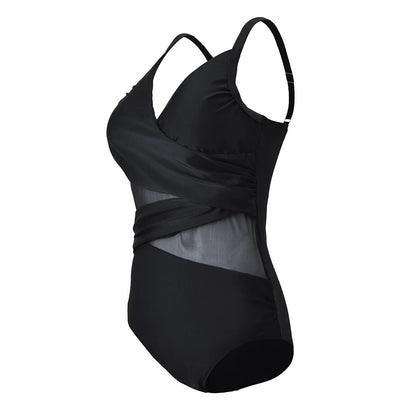 2025 New Sexy Plus Size One Piece Swimsuit Mesh Patchwork