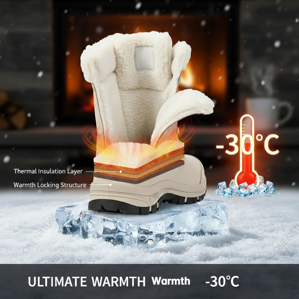 Snow Boots Women, Warm Faux Fur Lined, Slip Resistant Outdoor, Ankle Boots for Cold Weather, Fashion Design