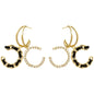 1pair Luxury Double C Earrings, Braided Woven Detail,