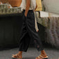 High Waist Casual Lace Spliced Pants Drawstring Pockets