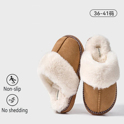 Winter Fur Cotton Slippers For Women Soft Comfort