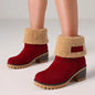 Winter Faux Fur Snow Boots For Women Platform Block Chunky Heels Pull On
