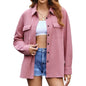 Women s Plus Size Long Sleeve Lapel Neck Button Down Solid Color Blouse