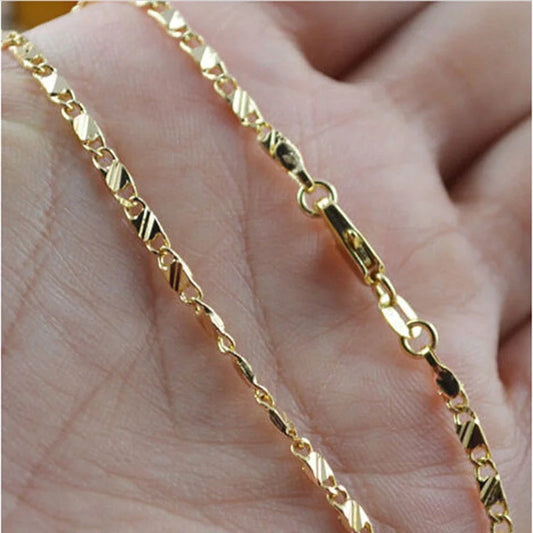 Exquisite Fashion 18K Gold Filled Necklace For Women Men Size 16-30 Inch