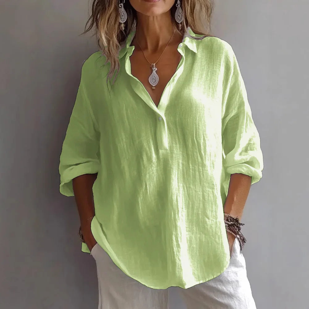 Fashion Long-sleeved Lapel Pullover Shirt Casual