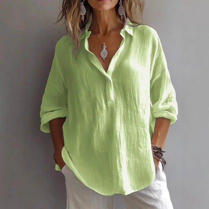 Fashion Long-sleeved Lapel Pullover Shirt Casual