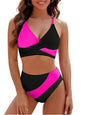 Women 2 Pieces Bikini Set Patchwork V-Neck