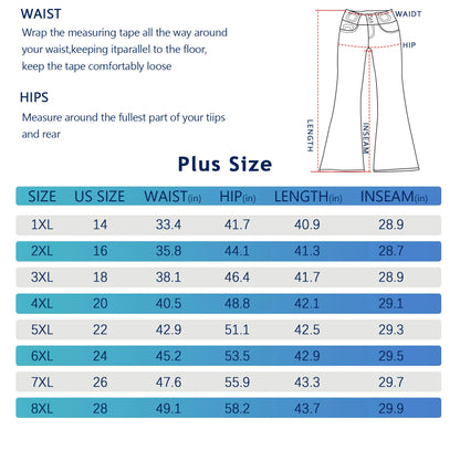 Women's plus-size high-waist jeans, dark blue ethnic-style embroidered flare jeans