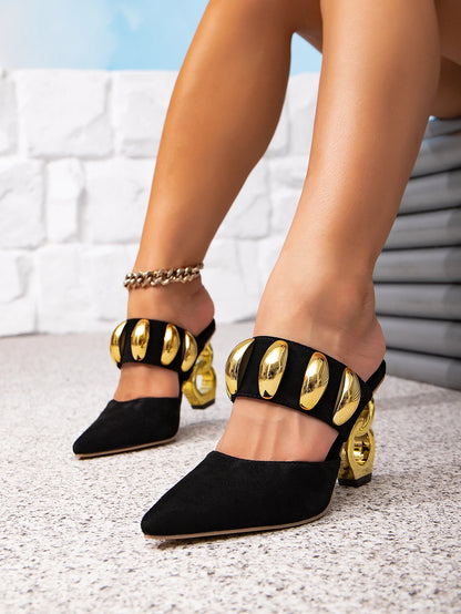 Ladies' high heels, black shoes, fashionable and elegant