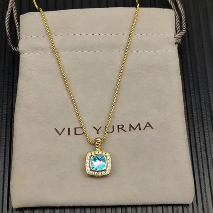 2025 New High-Quality Square Diamond Necklace and Earrings Set