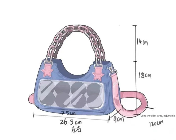 Fashion Shoulder Star Denim Bag