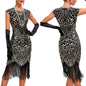 1920s Vintage Flapper Party Dress Tassels Hem Sequined