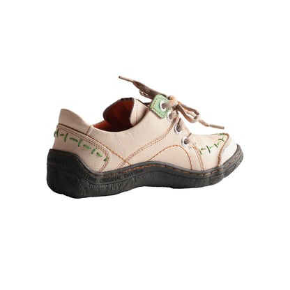 Women's Hand-Stitched Leather Sneakers Lightweight Flat Design Shoes