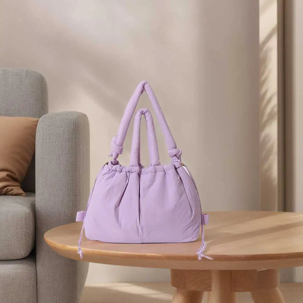 Nylon Solid Backpack Large Capacity Puffy Purse