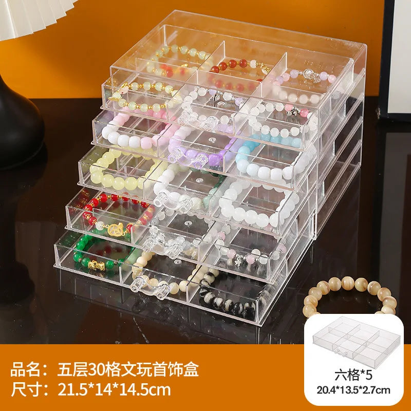 Large Capacity Multi-Layer Desktop Drawer Style Jewelry Box Earring Ring