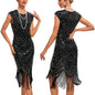 1920s Vintage Flapper Party Dress Tassels Hem Sequined